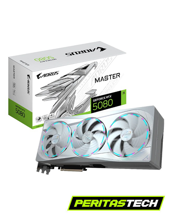 PLACA DE VIDEO RTX 5080 16GB GDDR7 AORUS MASTER ICE WHITE EDITION