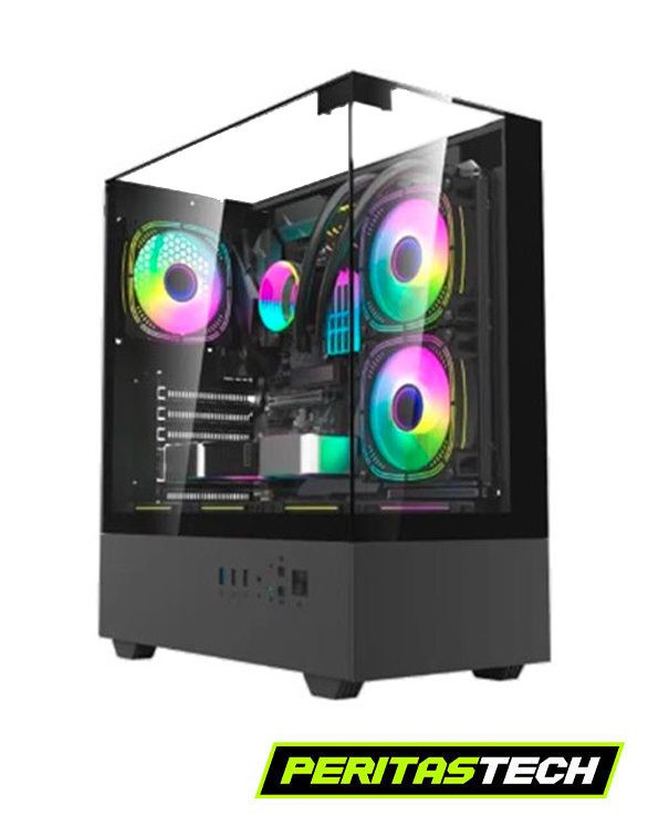 GABINETE MLOGIX VIEW MAX 270 3 FANES ARGB CON CONTROLADORA