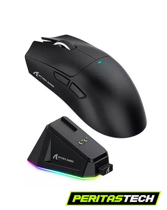 MOUSE INALAMBRICO ATTACK SHARK X11 NEGRO RECEPTOR + BT + BASE DE CARGA