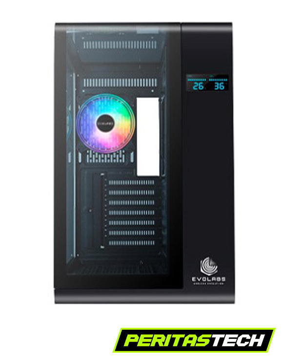 GABINETE EVOLABS SYNERGY EVO 400AB VIDRIO CURVO 4 FANES ARGB - Imagen 2