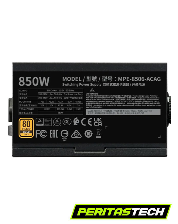 FUENTE COOLER MASTER MWE 850W 80+ GOLD ATX 3.1 PCIE 5.1 - Imagen 4