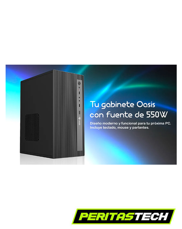 GABINETE COMPACTO OASIS ZAFIR + 550W KIT TEC MOUSE PARLANTES - Imagen 2