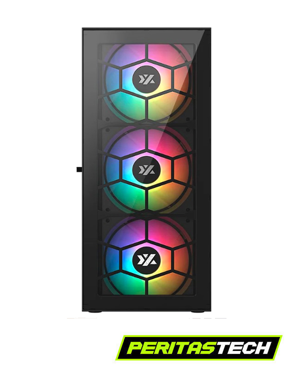 GABINETE XYZ AIRONE 100 MESH 6 FANES 120MM ARGB BLACK - Imagen 4