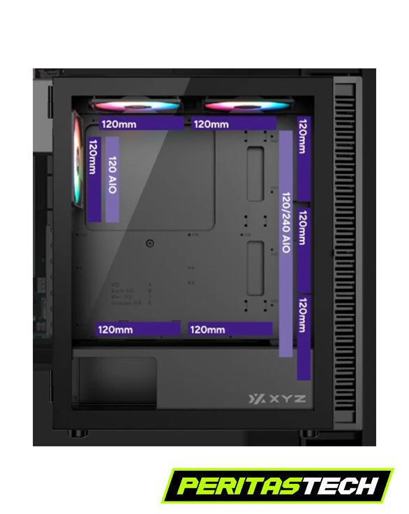 GABINETE XYZ AIRONE 100 MESH 6 FANES 120MM ARGB BLACK - Imagen 9
