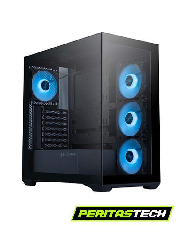 GABINETE GAMER EVOLABS PROGRESSION EVO-305 BLACK 4 FANES ARGB