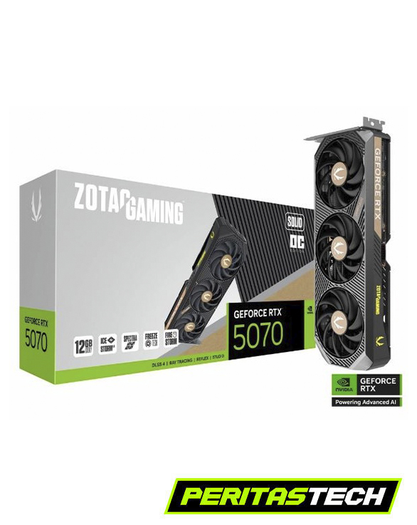 PLACA DE VIDEO RTX 5070 12GB GDDR7 ZOTAC SOLID OC 3 FAN