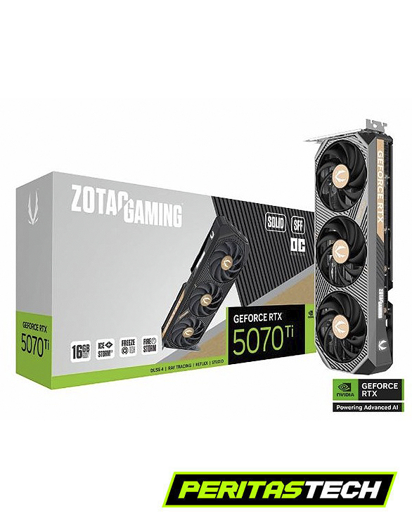 PLACA DE VIDEO RTX 5070 TI 16GB GDDR7 ZOTAC SOLID SFF 3 FAN