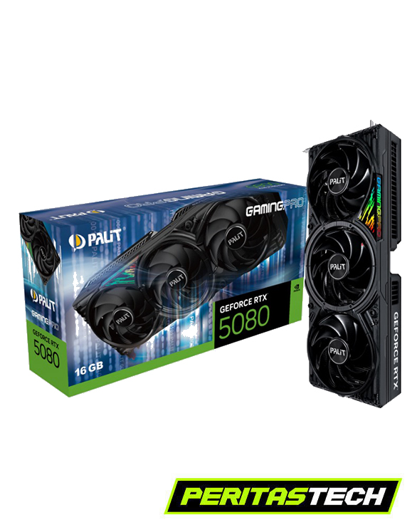 PLACA DE VIDEO RTX 5080 16GB DDR7 PALIT GAMING PRO 3 FANES ARGB BLACK