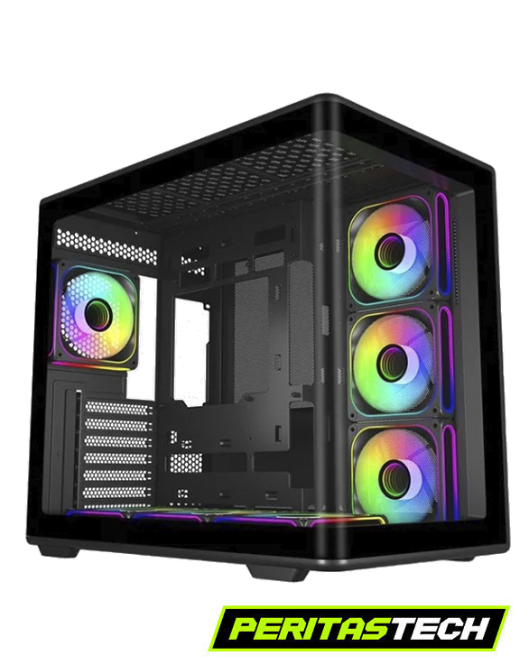 GABINETE COOLERMASTER ELITE 600 7 FANES ARGB INFINITE CURVE GLASS BLACK