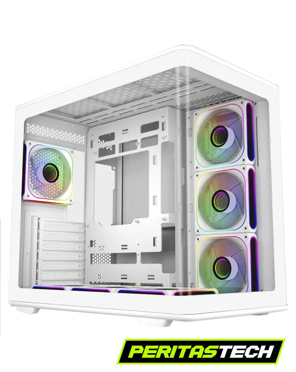 GABINETE COOLERMASTER ELITE 600  7 FANES ARGB INFINITE CURVE GLASS WHITE