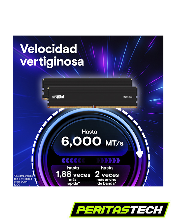 MEMORIA RAM 48GB 2X24 6000 MHZ CRUCIAL PRO BLACK EDITION - Imagen 2