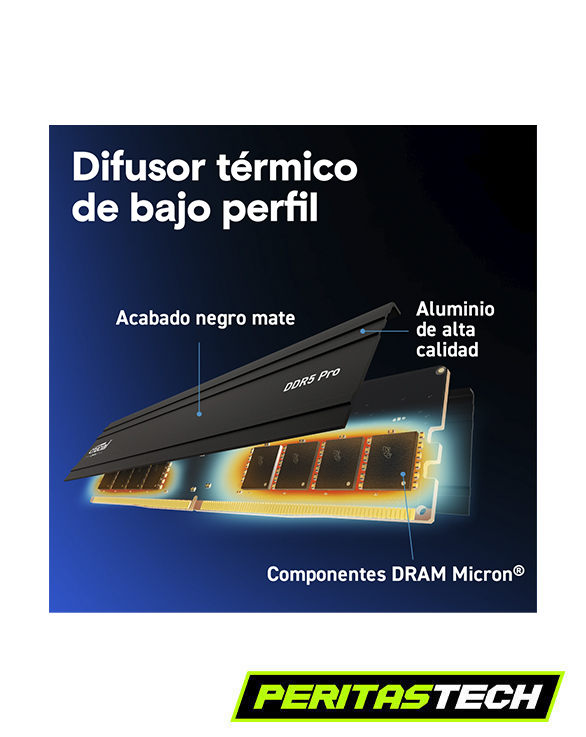 MEMORIA RAM 48GB 2X24 6000 MHZ CRUCIAL PRO BLACK EDITION - Imagen 3