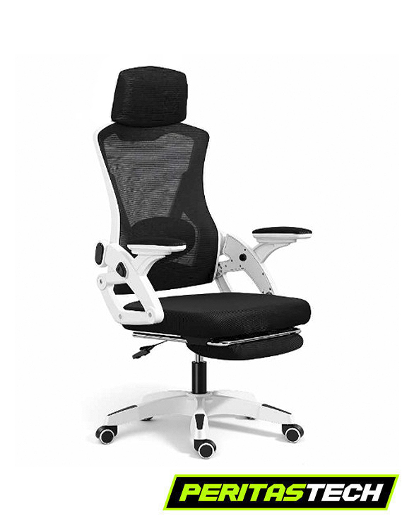 SILLA ERGONOMICA CON APOYA PIES HC-SL01-BLANCO Y NEGRO