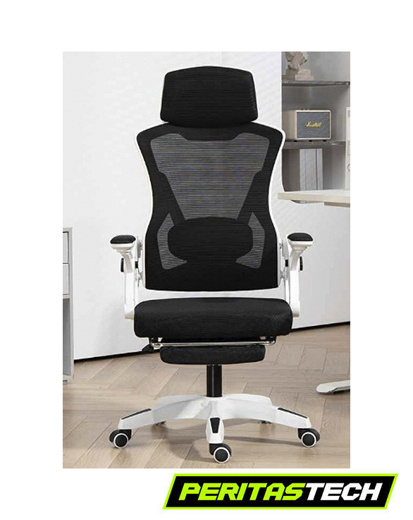 SILLA ERGONOMICA CON APOYA PIES HC-SL01-BLANCO Y NEGRO - Imagen 2