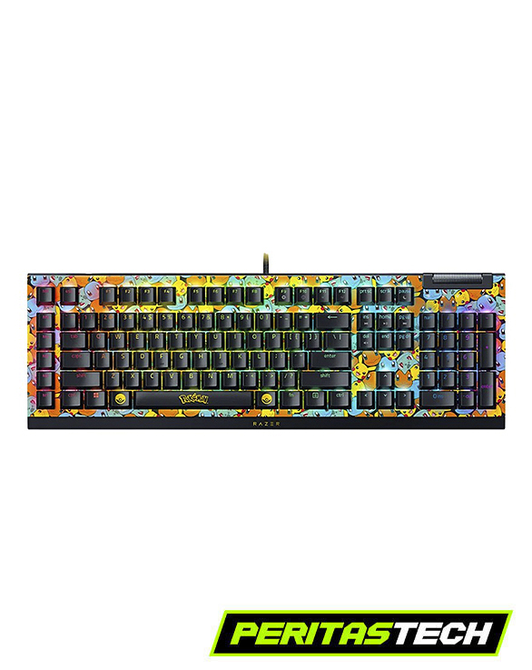 TECLADO GAMER RAZER BLACKWIDOW V4 X POKEMON EDITION SWITCHES OPTICAL CLICKY