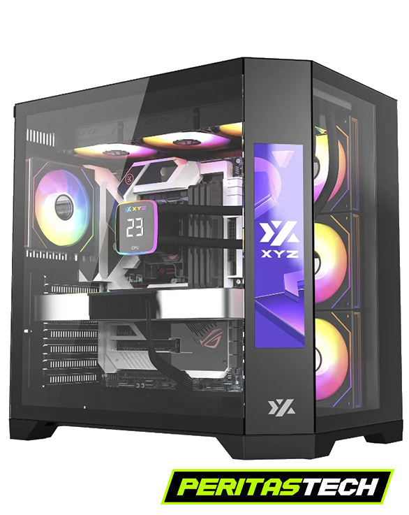 GABINETE XYZ NEUTRON BLACK AURAX ARGB FANS X4 CON PANTALLA LCD
