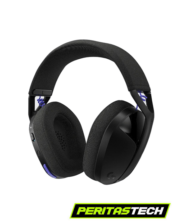 Auricular gamer inalámbrico Logitech G321 Wireless Black de frente mostrando las almohadillas de tela y la diadema acolchada