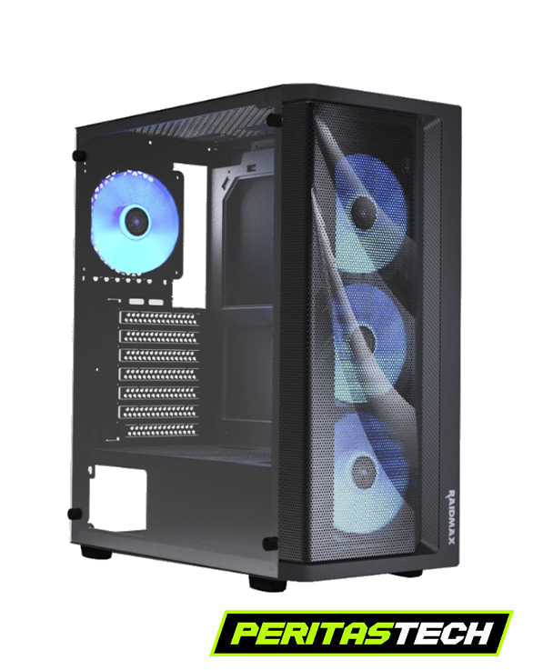 GABINETE GAMER RAIDMAX MESHIAN X922 BLACK 4 FANES ARGB