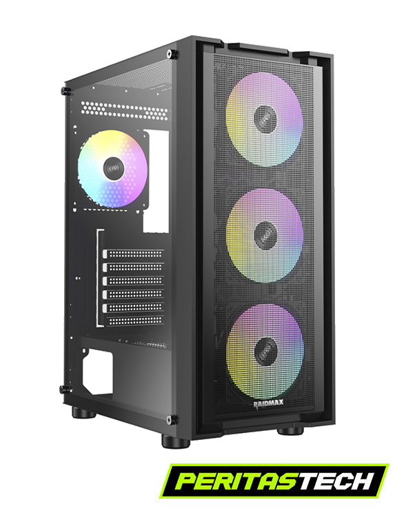 GABINETE GAMER RAIDMAX VECTOR V216 BLACK MESH 4 FANES F RGB