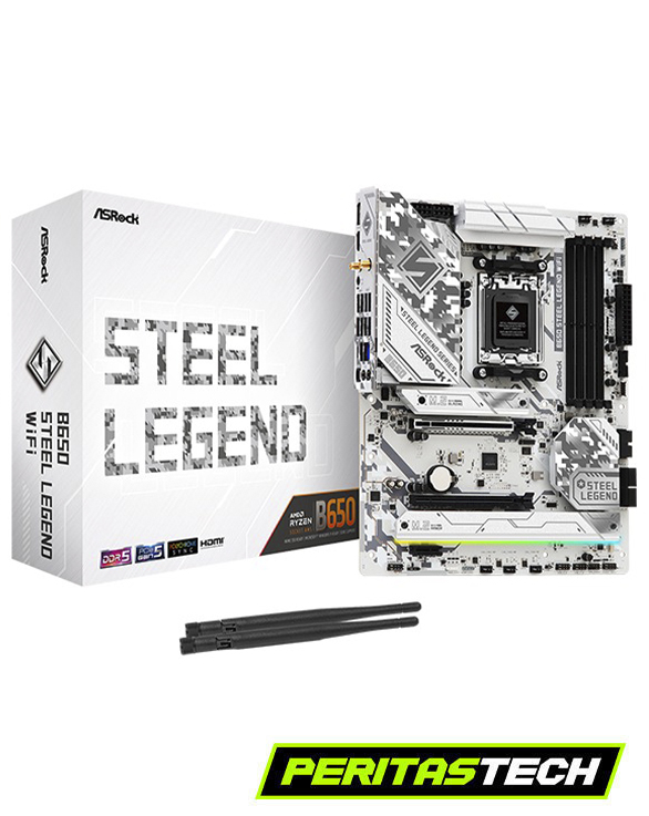 MOTHERBOARD B650 STEEL LEGENDS WIFI + BLUETOOTH WHITE ASROCK