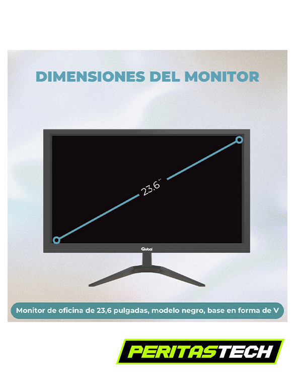 MONITOR 24 PULGADAS OFFICE-23.6IFHD GLOBAL 1080P HDMI + VGA - Imagen 2