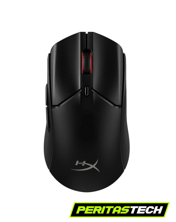 mouse gaming haste 2 core marca hiper x en color negro con iluminacion rojo en el scroll