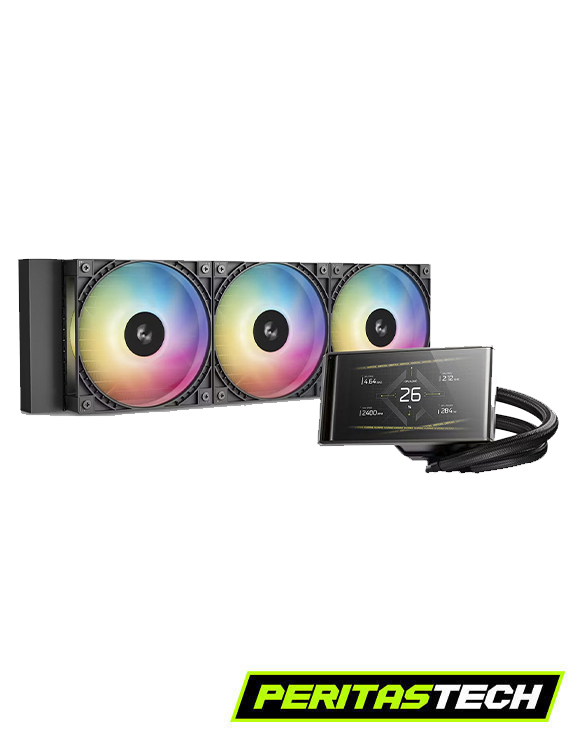 watercooling deepcool lt360 vision argb con pantalla lcd 4.5 pulgadas en color negro