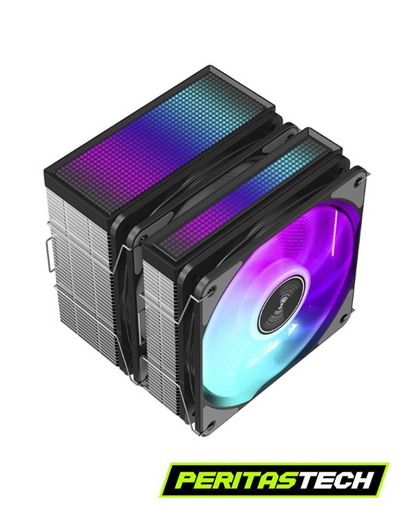 CPU COOLER JIUSHARK JF500 RUBY BLACK ARGB 5V DUAL FAN 220W