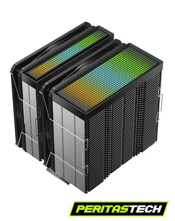 CPU COOLER JIUSHARK JF500 RUBY BLACK ARGB 5V DUAL FAN 220W - Imagen 2