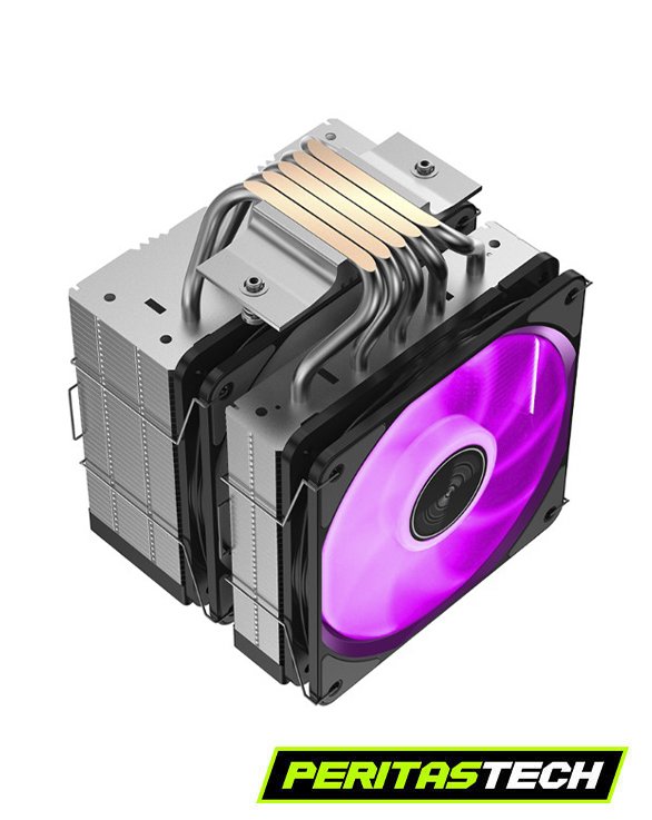 CPU COOLER JIUSHARK JF500 RUBY BLACK ARGB 5V DUAL FAN 220W