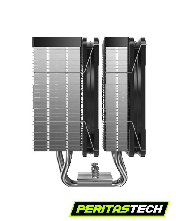 CPU COOLER JIUSHARK JF500 RUBY BLACK ARGB 5V DUAL FAN 220W - Imagen 4