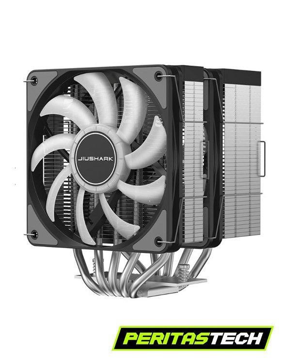 CPU COOLER JIUSHARK JF500 RUBY BLACK ARGB 5V DUAL FAN 220W - Imagen 5