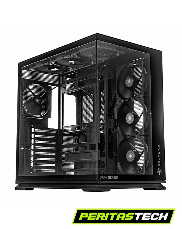 gabinete evolabs luma x dark evo 7 fanes doble vidrio dual chamber