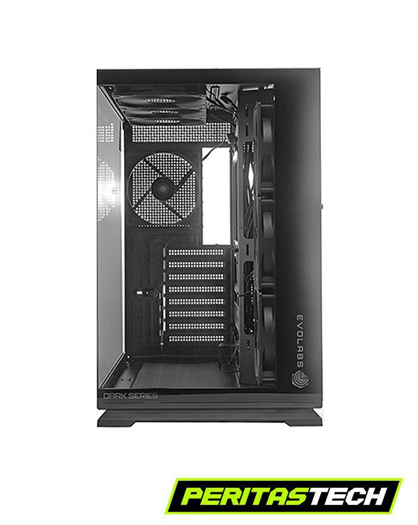 gabinete evolabs luma x dark evo 7 fanes doble vidrio dual chamber