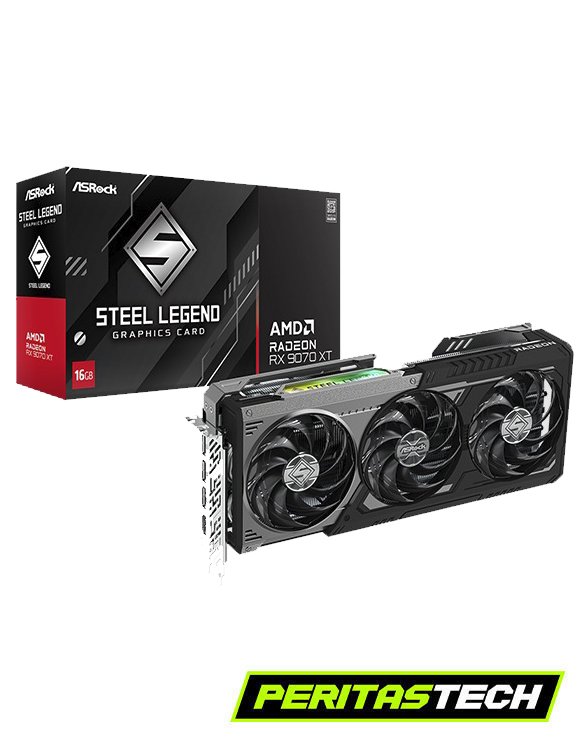 placa de video rx 9070xt 16gb gddr6 steel legends dark asrock