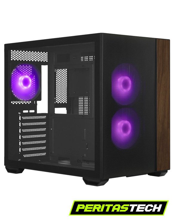 GABINETE COOLER MASTER ELITE 660 DUAL CHAMBER MESH 3FAN ARGB TG BLACK WOOD