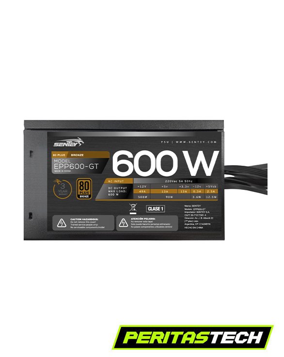 FUENTE DE PODER 600W EPP600-GT 80 PLUS BRONCE SENTEY - Imagen 3