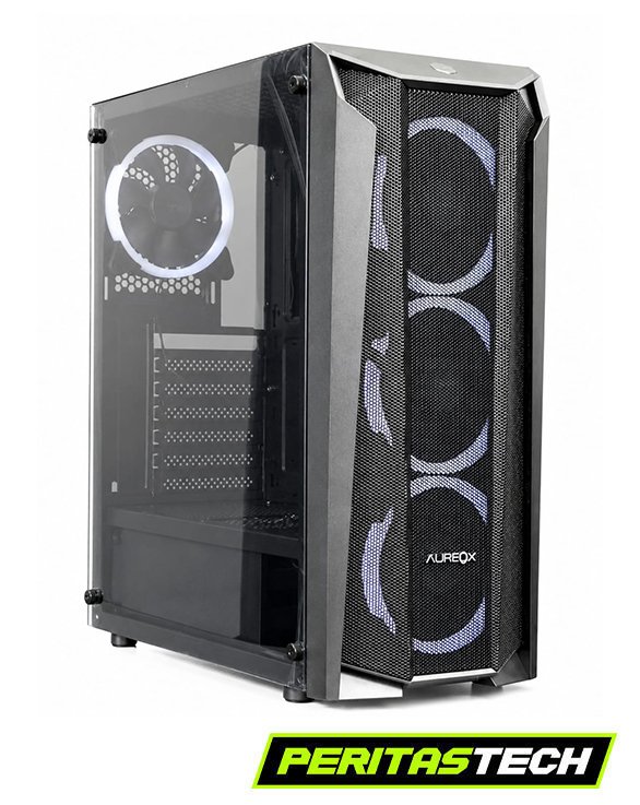 GABINETE GAMER AUREOX ARX370G MESH 4 FANES BLACK