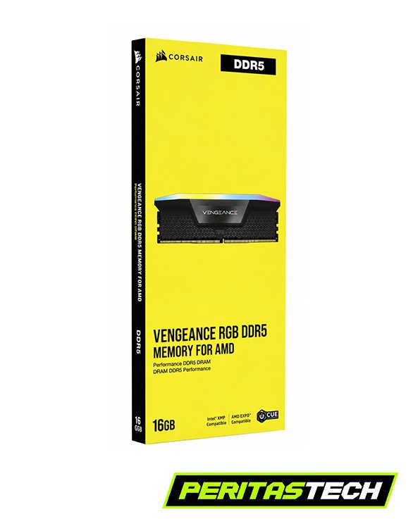 MEMORIA RAM DDR5 16GB 6000MHZ CORSAIR VENGEANCE RGB BLACK CL38 AMD EXPO + XMP