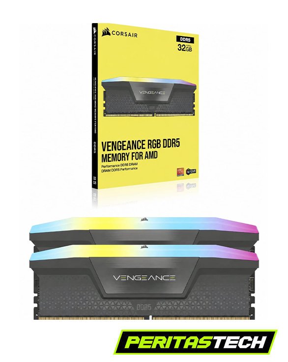 MEMORIA RAM DDR5 32GB 2x16GB 6000MHZ CORSAIR VENGEANCE RGB BLACK CL38 AMD EXPO + XMP