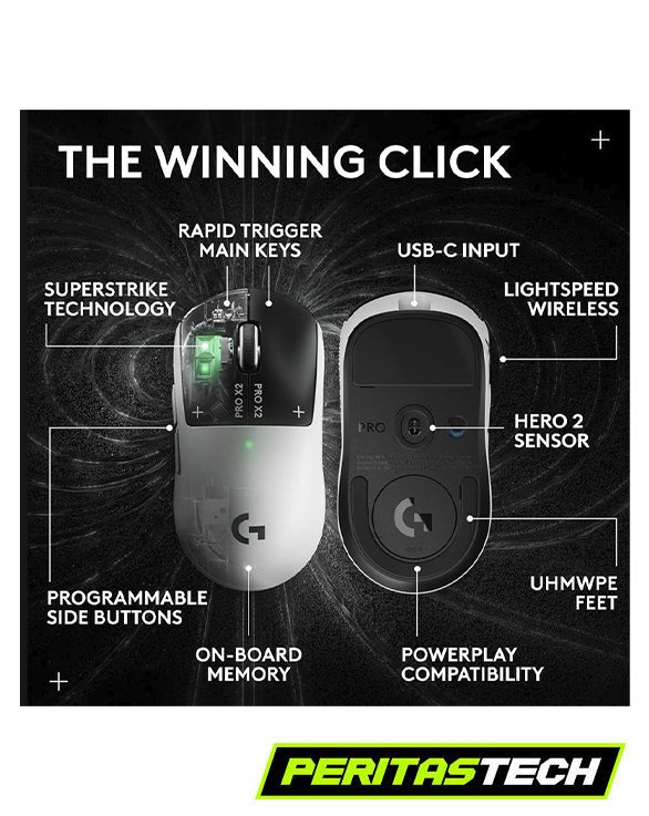 MOUSE GAMER LOGITECH PRO X2 SUPER STRIKE BLACK & WHITE